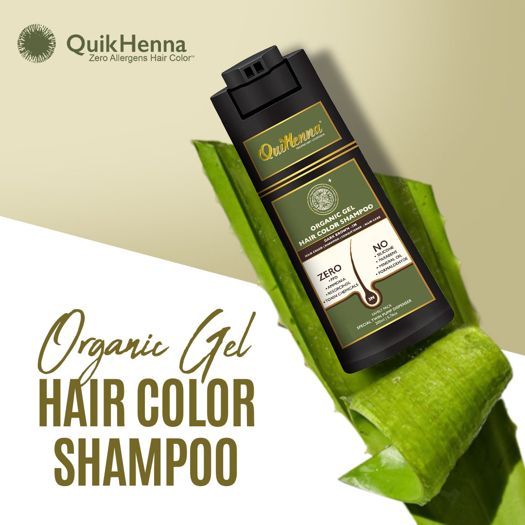 QH+ ORGANIC GEL®  Hair Colour Shampoo - 200ml- Dark Brown-3N