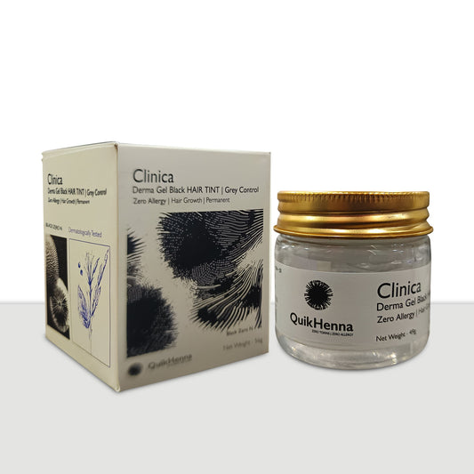 QH+ QuikHenna CLINICA Organic Gel Derma Black Tint Hair Colour- 46gm- 0N Natural Grey Black - BuyPureNaturals