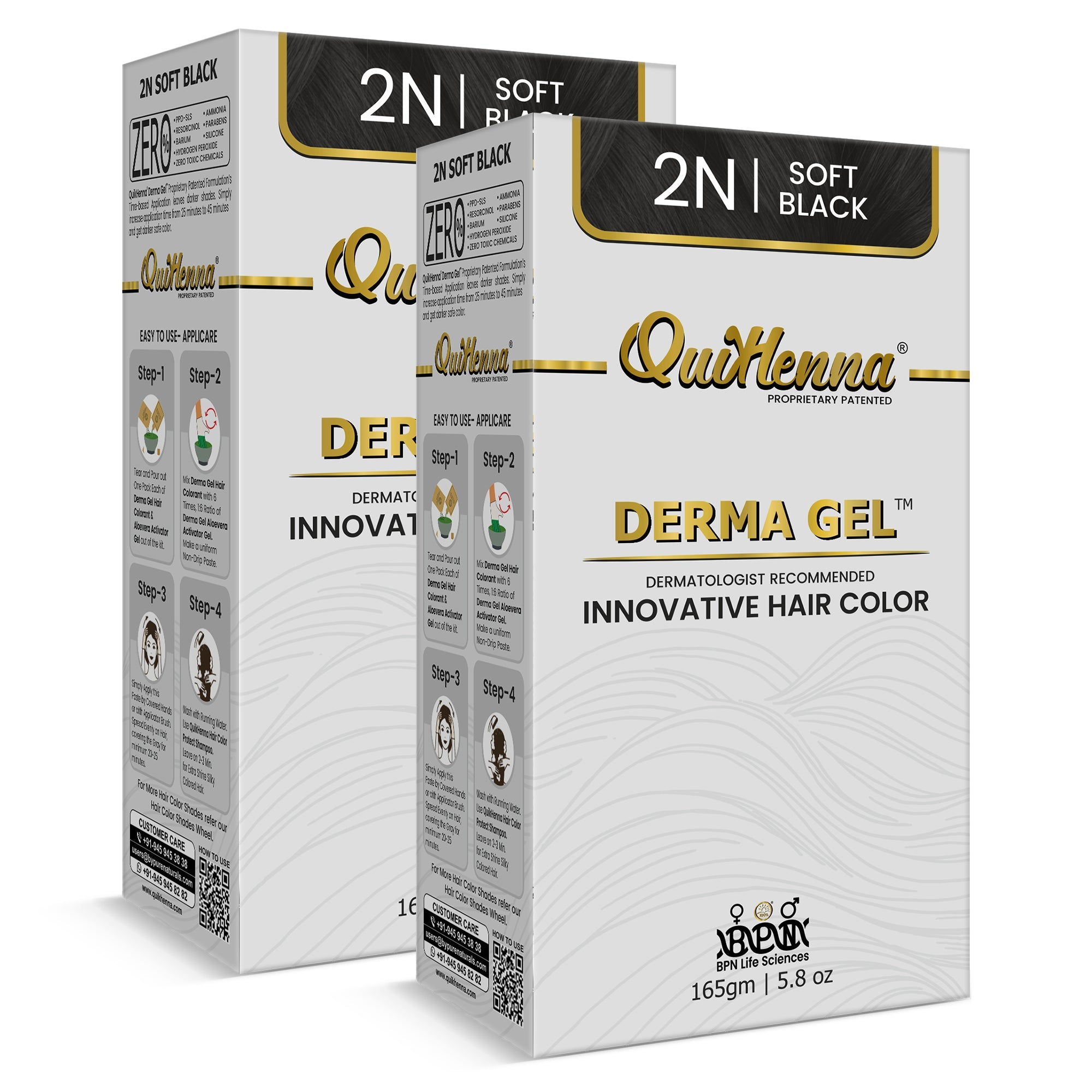QH+ QuikHenna CLINICA Organic Gel Innovative Derma Hair Color 165gm- 2N Soft Black - buyPureNaturals