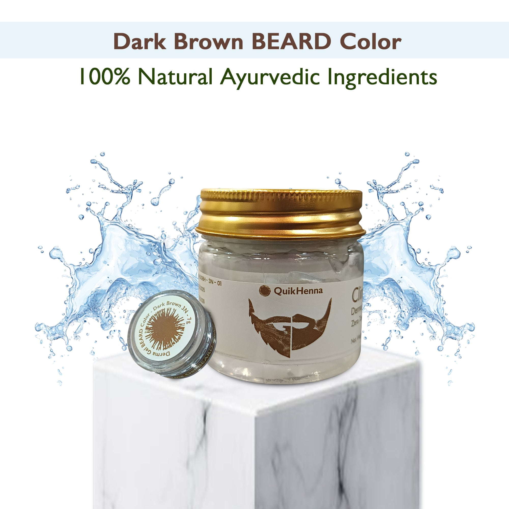 QH+ QuikHenna CLINICA Organic Gel Derma Dark Brown Beard Color- 72gm- 3N - BuyPureNaturals