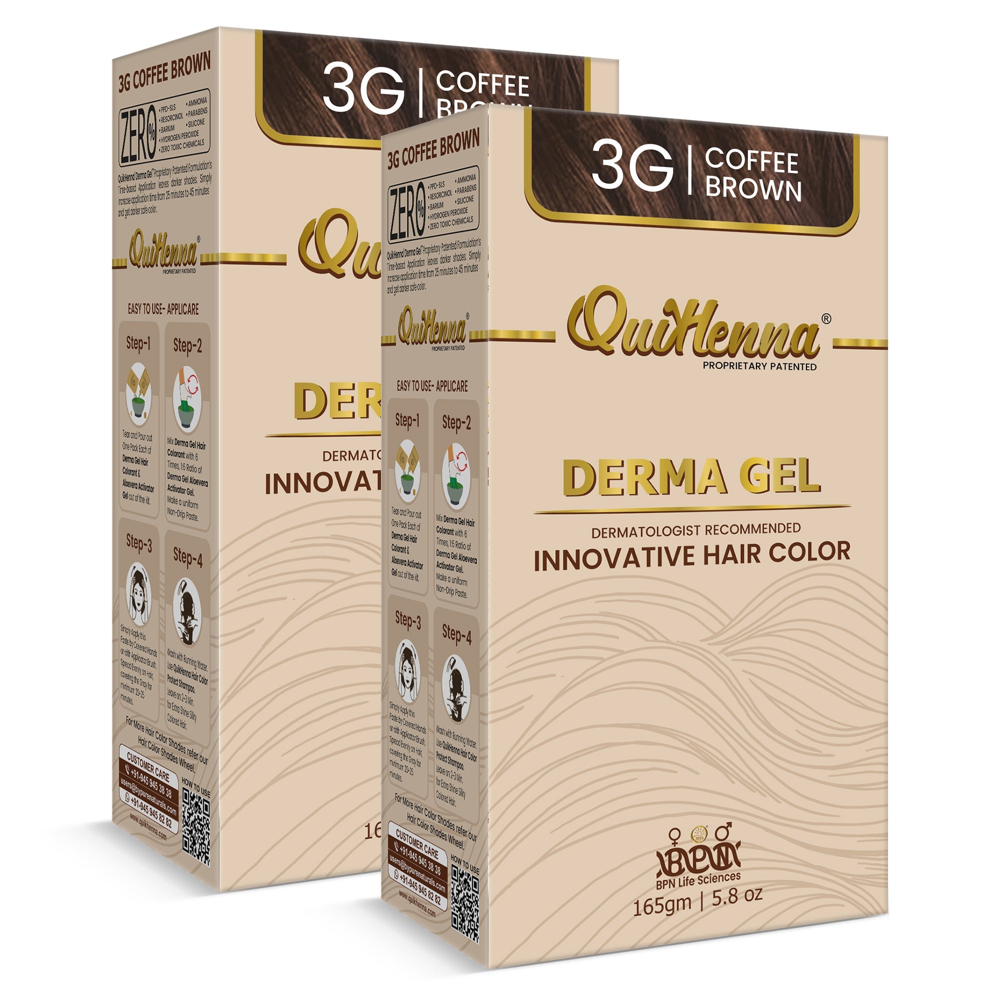 QH+ QuikHenna CLINICA Organic Gel Innovative Derma Hair Color 165gm- 3G Coffee Brown - buyPureNaturals