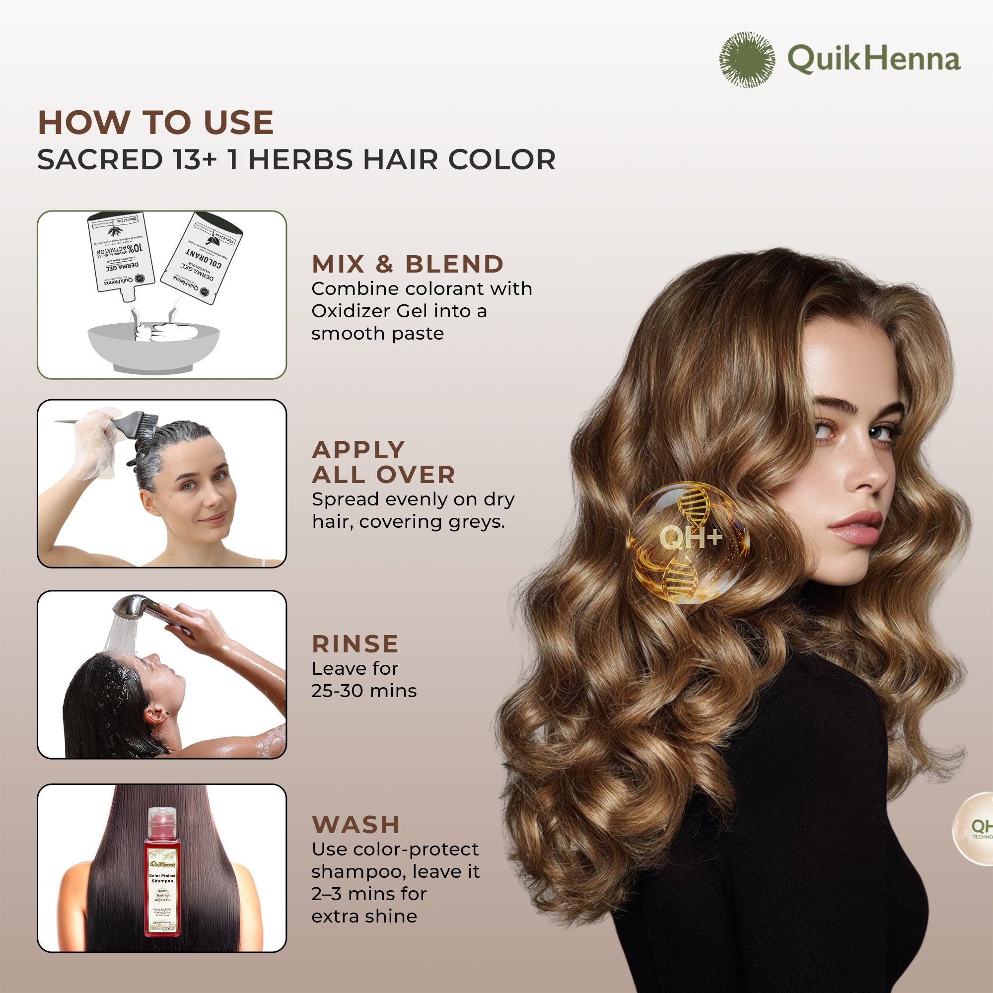 QH+ QuikHenna CLINICA Organic Gel Innovative Derma Hair Color 165gm- 9RG Burgundy - buyPureNaturals