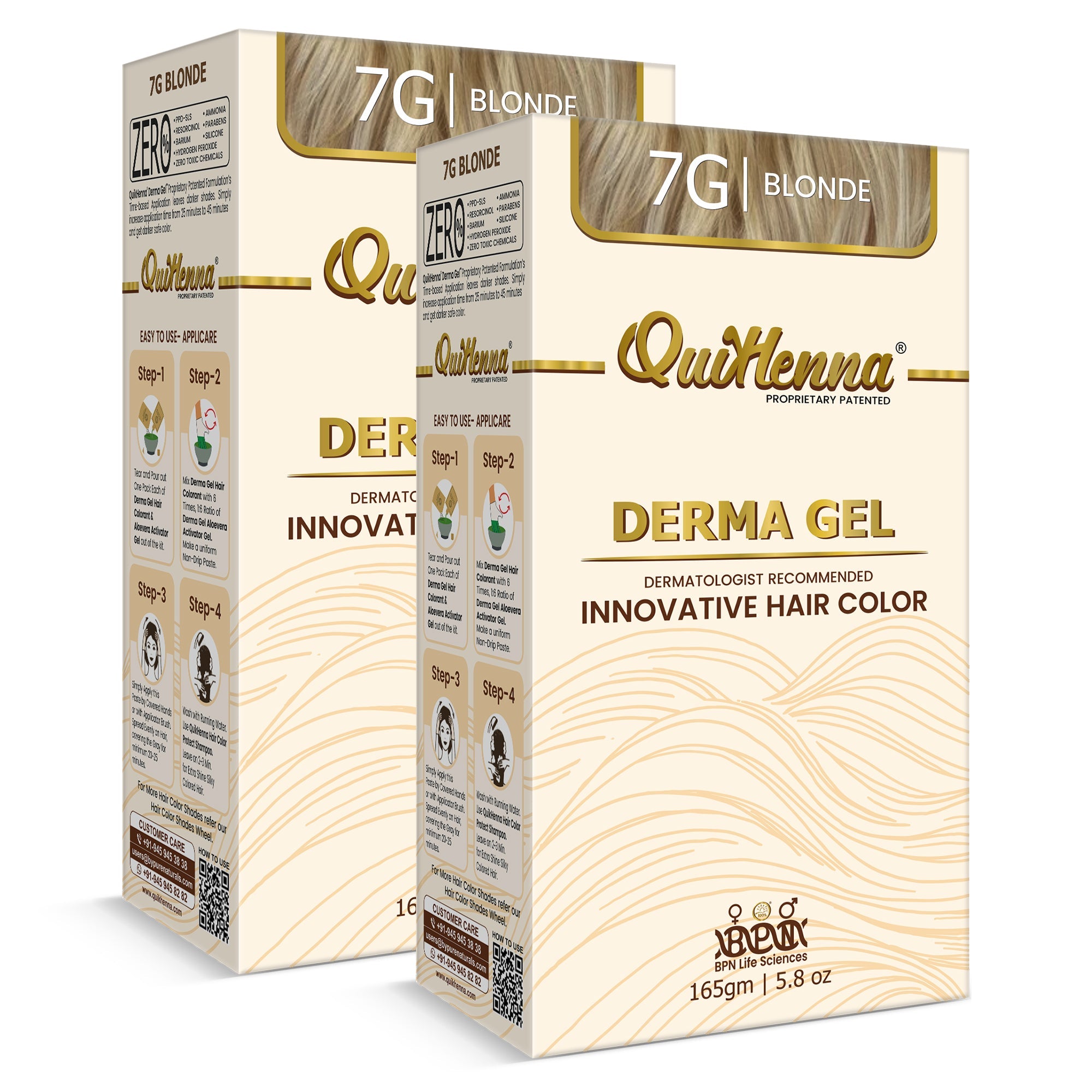 QH+ QuikHenna CLINICA Organic Gel Innovative Derma Hair Color 165gm - 7G Blonde - buyPureNaturals