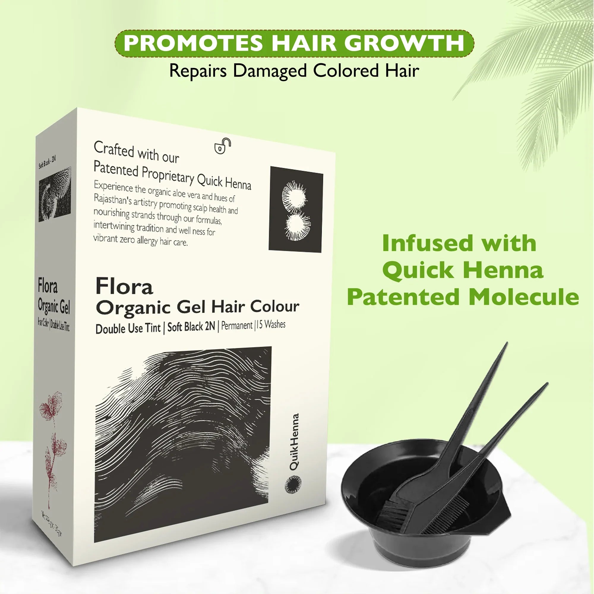 QH+ QuikHenna FLORA Organic Gel Double Use Hair Color- 70gm - BuyPureNaturals