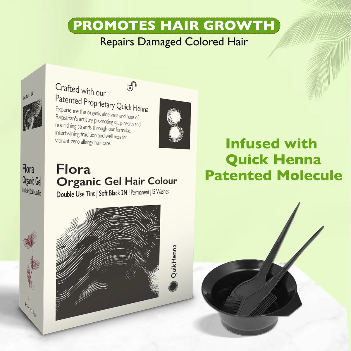 QH+ QuikHenna FLORA Organic Gel Double Use Hair Color- 70gm - BuyPureNaturals
