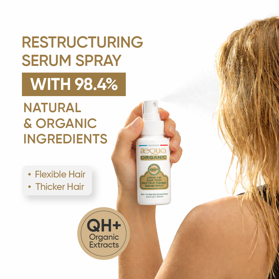 QH+ Aequo Organic Leave On Hair Frizz Restructuring Serum Spray- 30ml