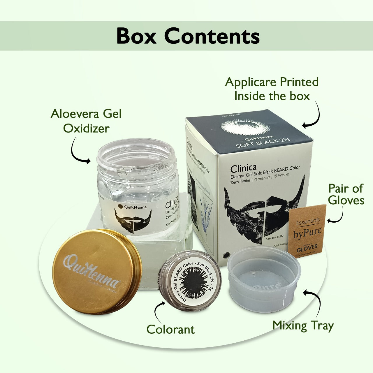 QH+ QuikHenna CLINICA Organic Gel Derma Soft Black Beard Color- 72gm- 2N - BuyPureNaturals