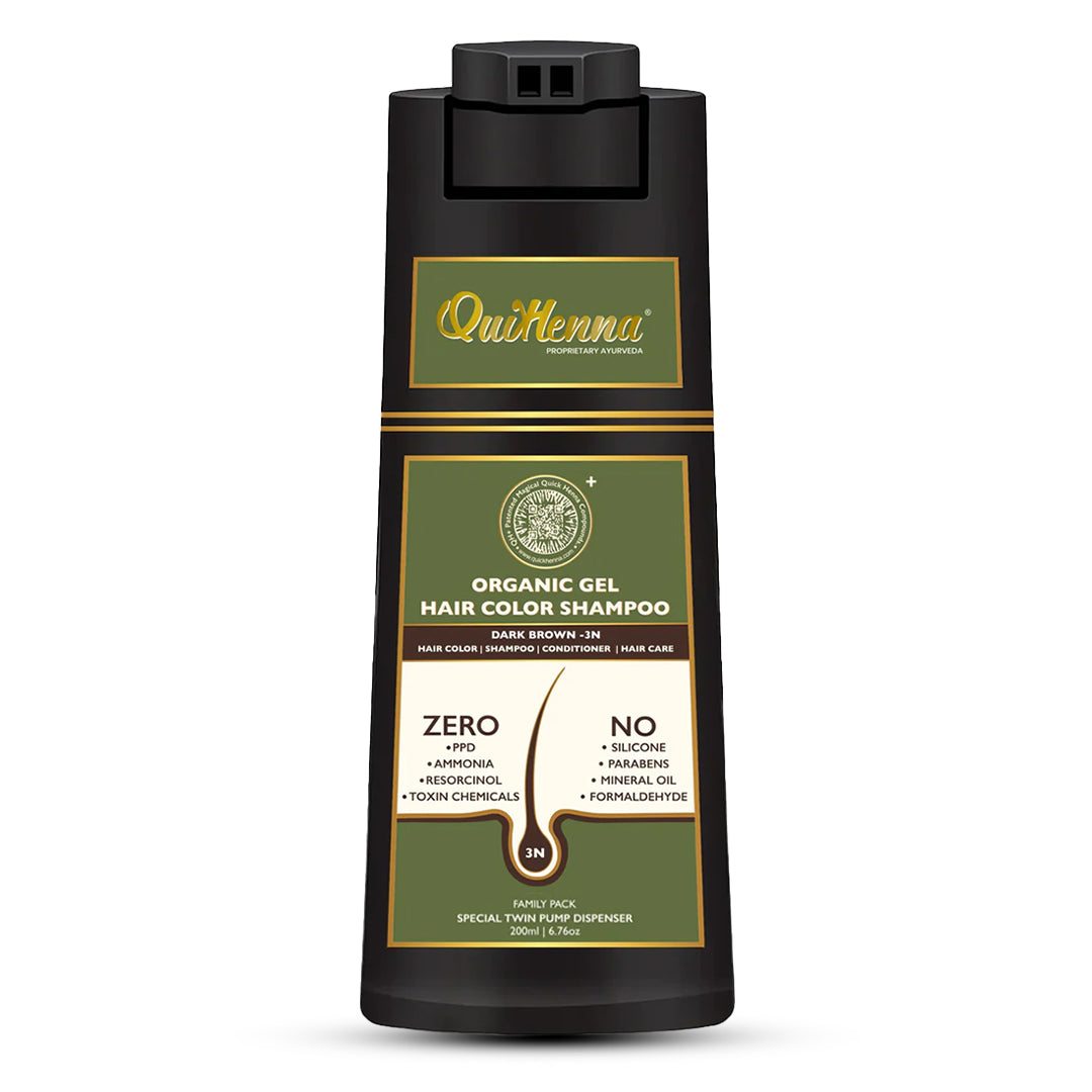 QH+ ORGANIC GEL®  Hair Colour Shampoo - 200ml- Dark Brown-3N