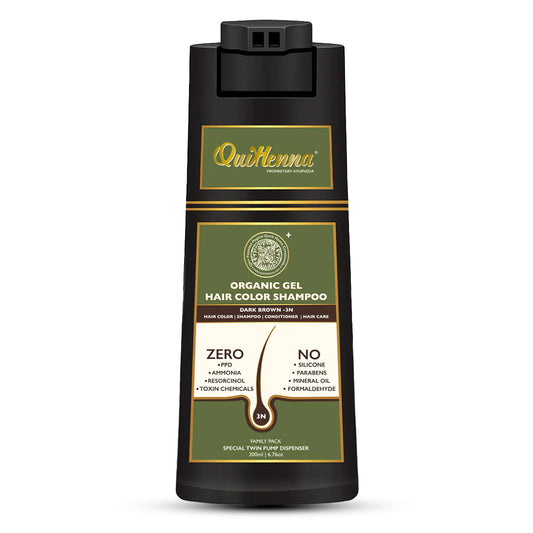 QH+ Organic Gel Hair Colour Shampoo - 200ml- Dark Brown-3N